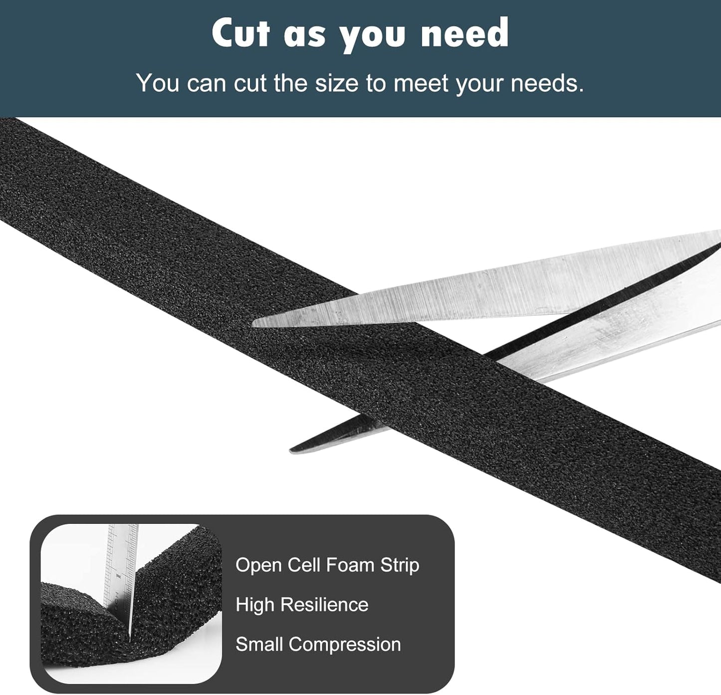 YIJUHOU Weather Stripping Door Seal Window Air Conditoner Insulation Foam Seal Tape Black Open Cell Door Seal Strip (1IN*1/2IN*13FT)