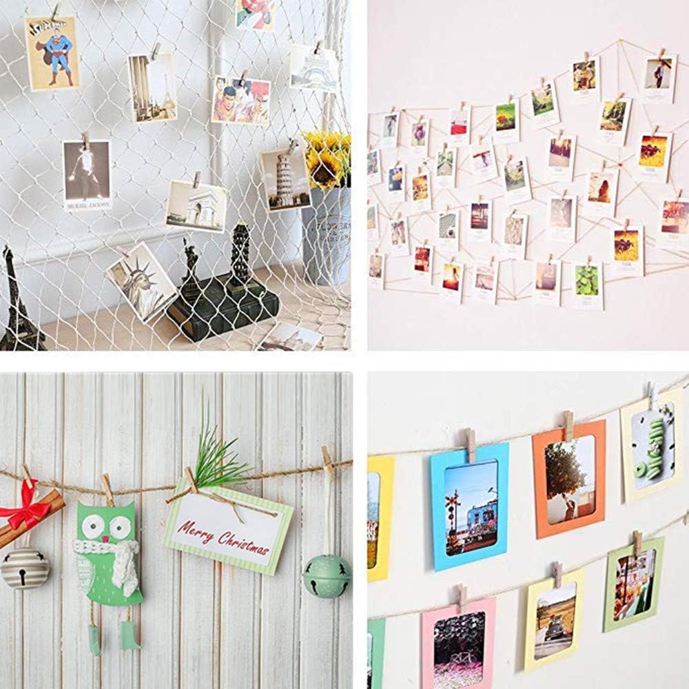 50PCS Small Wooden Clothespins for Pictures with Jute Twine Miniature Clothes Pins for Crafts Decor Drying Clothing Peg Natural Wood Shirt Clips