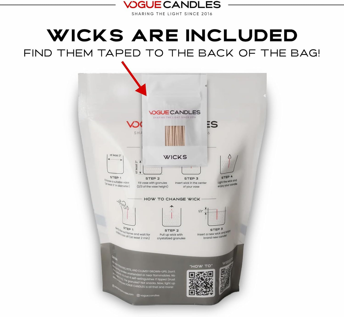 Vogue Candles 5LB Candle Sand with 50 Wicks for Custom Candle Making | Bulk Refillable Plant-Based Granules | Unscented, Clean Burn, Smoke-Free, Vegan Candle Refill Kit- Orange