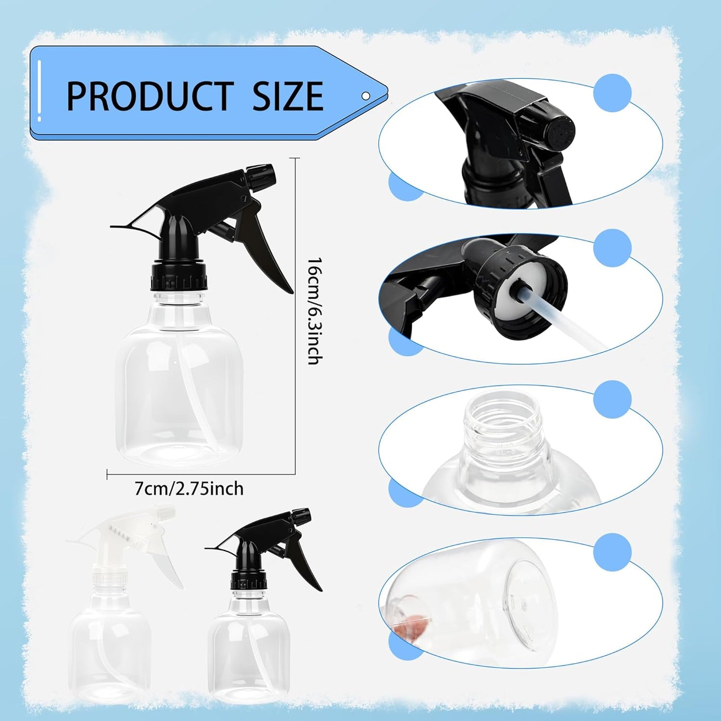 20 Pcs Empty Plastic Spray Bottle 8 OZ Reusable Clear Liquid Container with Trigger Sprayers for Water Perfume Cleaning Fluid Plants Kitchen Toilet Pet (Color Set 1)