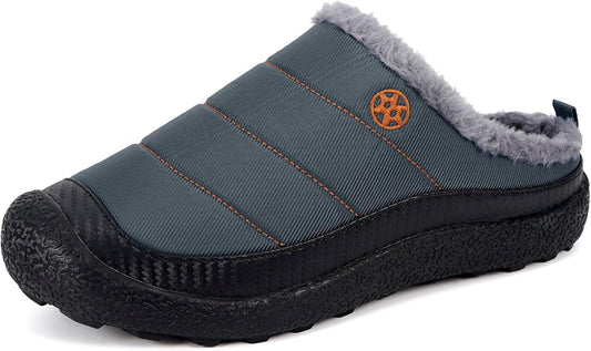 Womens Mens House Slippers Slip on Snow Winter Warm Fully Fur Lined Slippers Indoor Outdoor Shoes