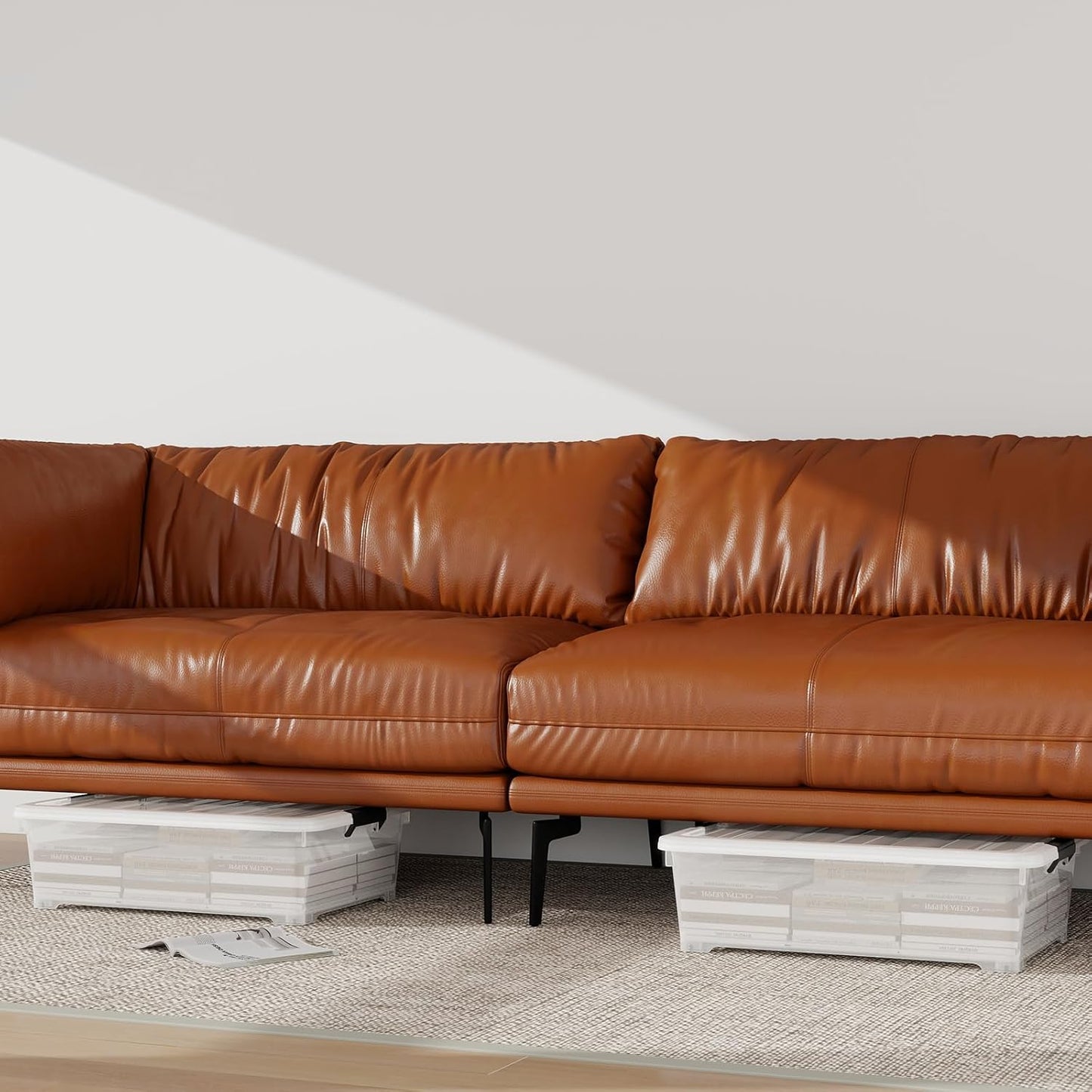 52 Quart Large Plastic Underbed Latching Storage Box, Clear Wheeled Under Bed Storage Bins, 3 Packs