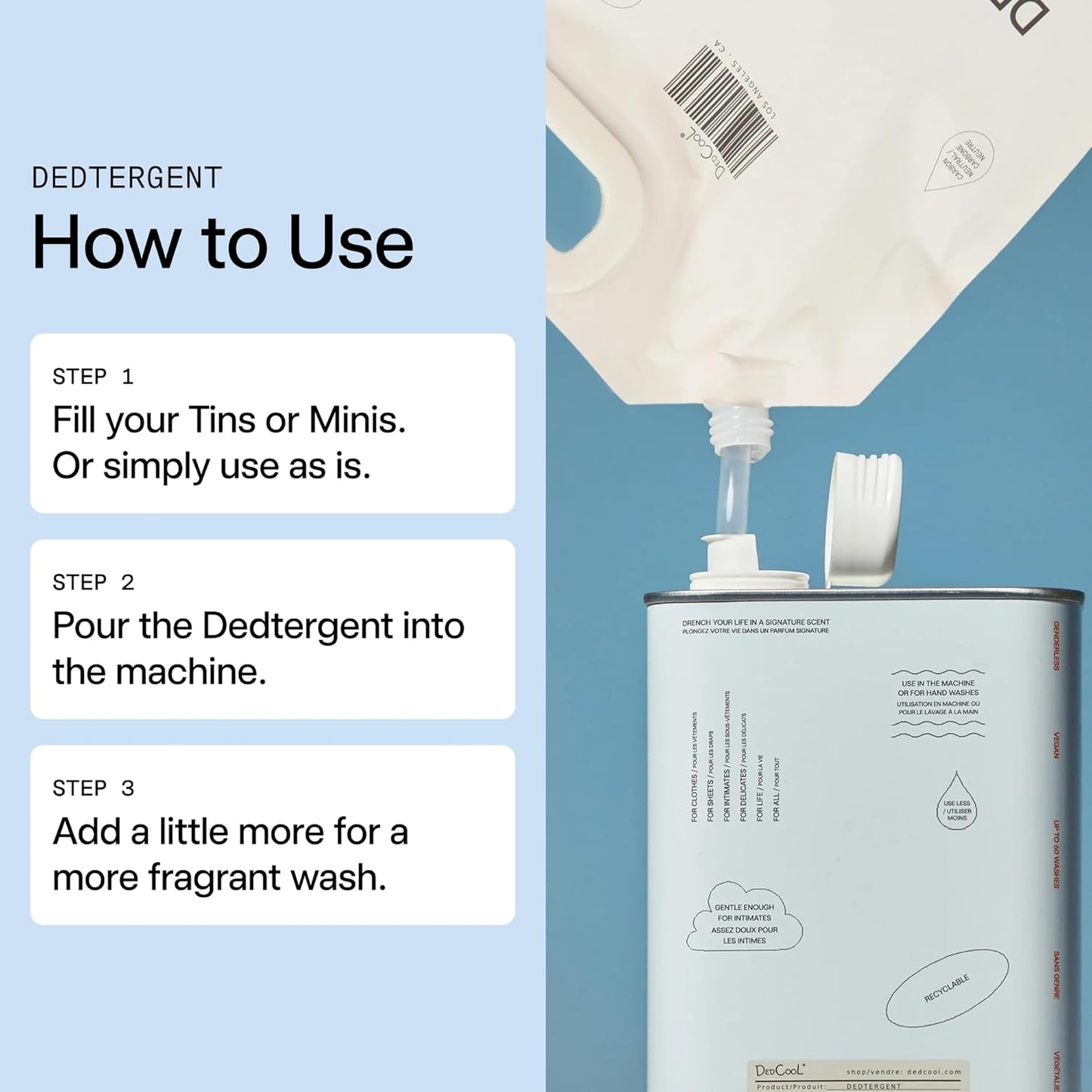 DedCool Liquid Laundry Dedtergent | Milk | Luxurious Fragrance Detergent | Removes Stains | Infused with Natural Essential Oils | Non-Toxic | 120 Washes | 64 fl oz