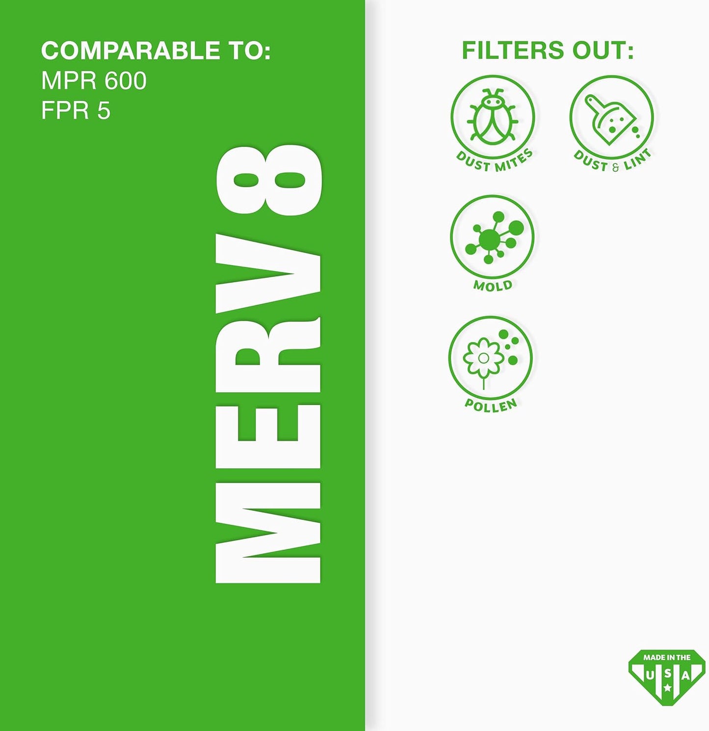 Aerostar 18x24x1 MERV 8-6 Count - High Efficiency Pleated HVAC, Furnace & Air Conditioner Filters - Removes Dust, Lint, Mold & Allergy-Causing Pollen