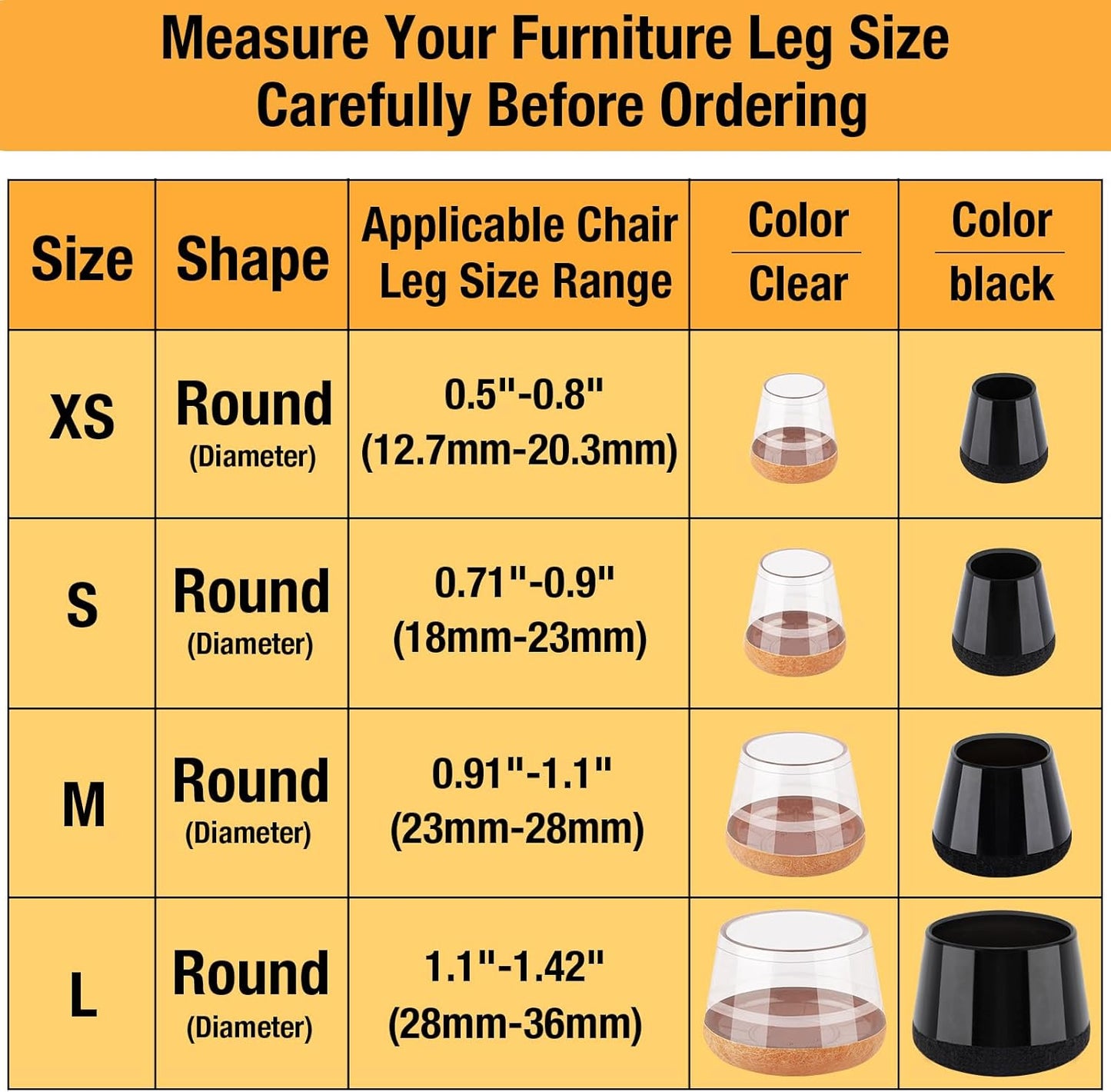 16 Pcs New Small Chair Leg Protectors for Hardwood Floors, Silicone Chair Leg Floor Protectors, Chair Leg Caps Covers Protect Wooden Floors from Scratching, Thick, Won't Tear