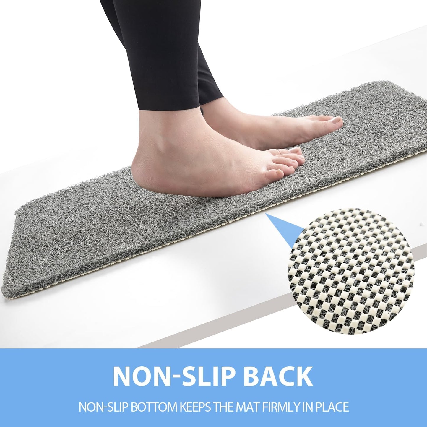Non Slip Bathtub Mat, Anti Slip Shower Mat, Quick Drying Bath Tub Mats, Foot Scrubber Mat, Anti Slip Mat for Tub, Floor, Bathroom, Home, Kitchen, Hotel (Grey 32”x17”)