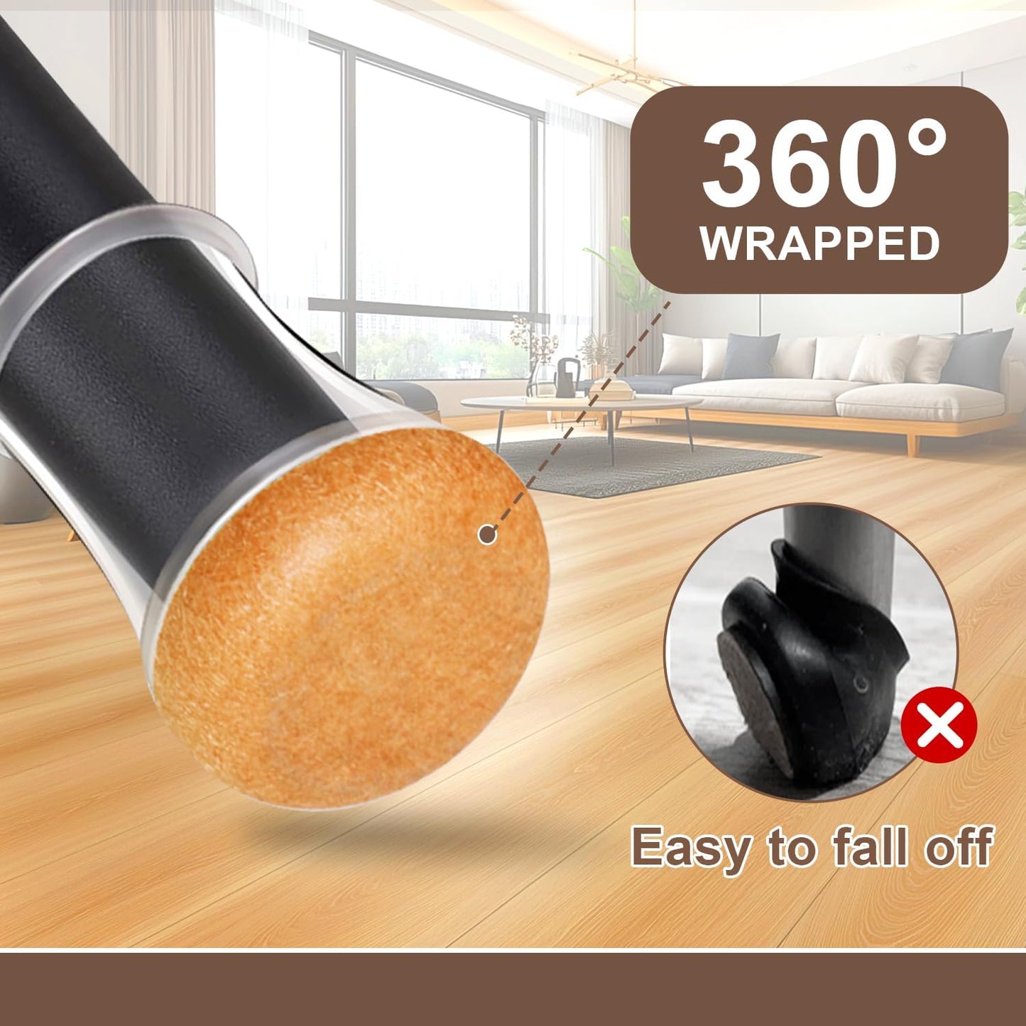 OCONDA 20 Pcs Chair Leg Floor Protectors for Hardwood Floors, Clear Rubber Furniture Sliders with Felt, Silicone Furniture Leg Caps Covers, Fit Round Diameter (0.8''-1.2'')