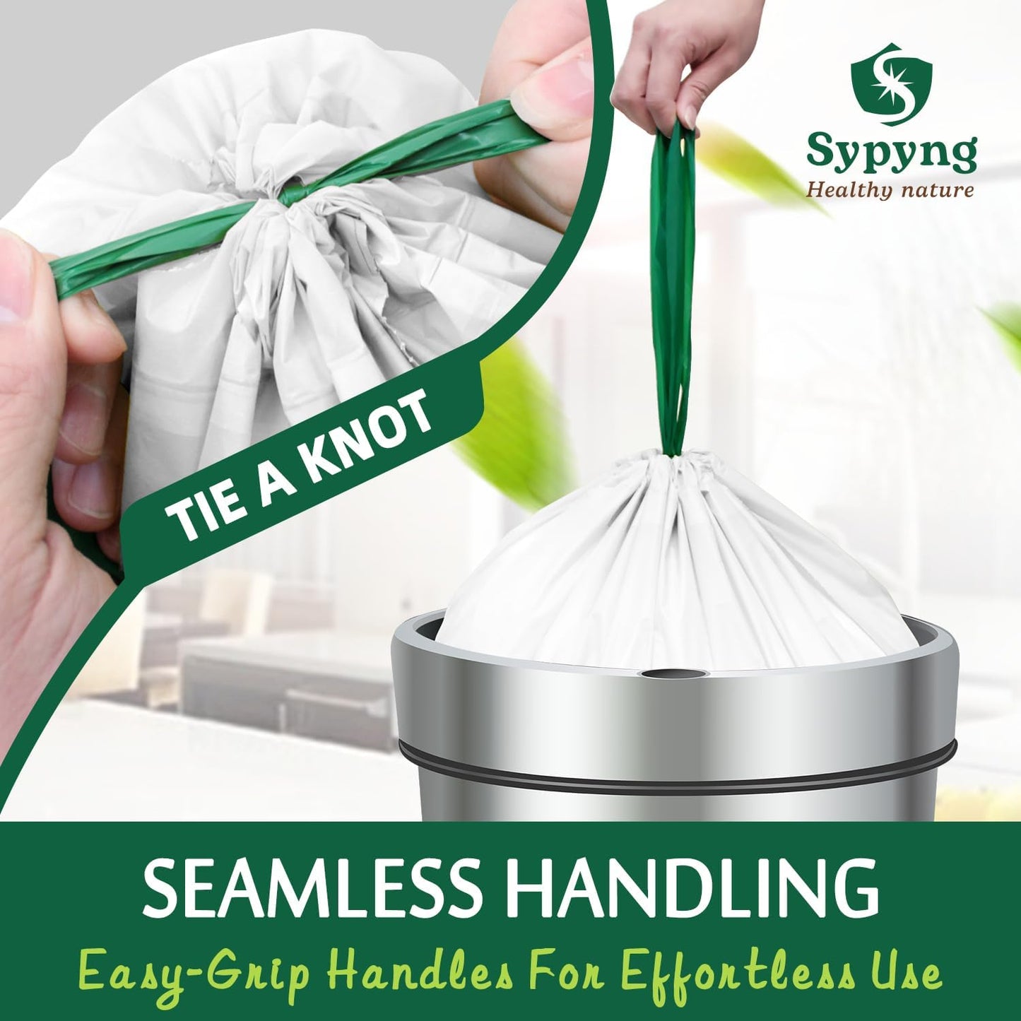 Compostable Kitchen Trash Bags 8-10 Gallon (50-Pack) – Heavy-Duty 1.1 Mil, 100% Biodegradable, ASTM D6400, BPI & OK Compost HOME Certified, Eco-Friendly, Leakproof & Odor Control