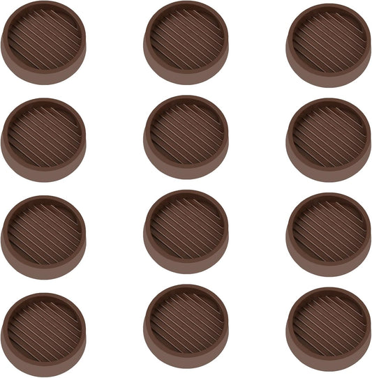 2X2 Round Rubber Caster Cups, Non Slip Furniture Pads, Anti-Slip Gripper, Anti Skid Furniture Feet, Anti Slide Floor Protector for Bed Couch Table Chair Stoppers (Brown, 12 Pack)