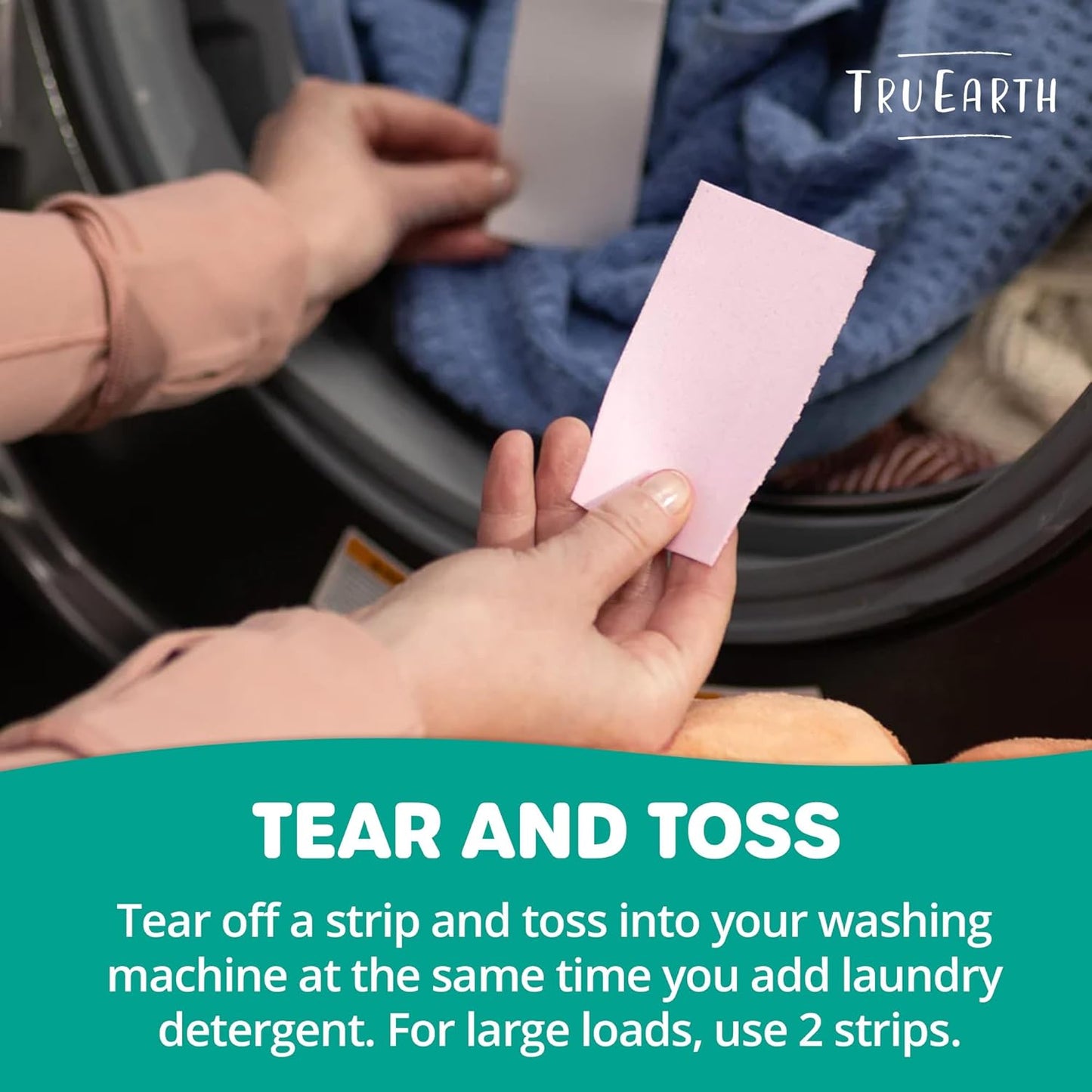 Tru Earth Fabric Softener Strips for Washing Machine, Alternative to Fabric Softener Liquid and Pods, Unscented Fragrance Free, Up to 128 Loads Per 64-Count