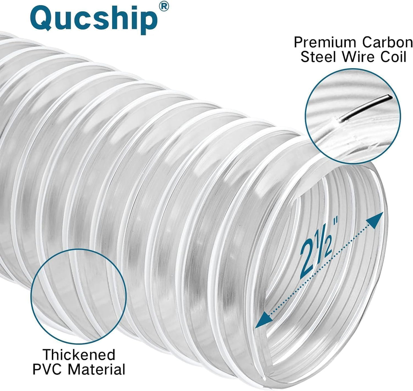 PVC Dust Collection Hose 4" x 20', Heavy Clear PVC Fume Hose Puncture Resistant with Carbon Steel Wire Coil for Woodworking, Workshops, Dust Collection Systems