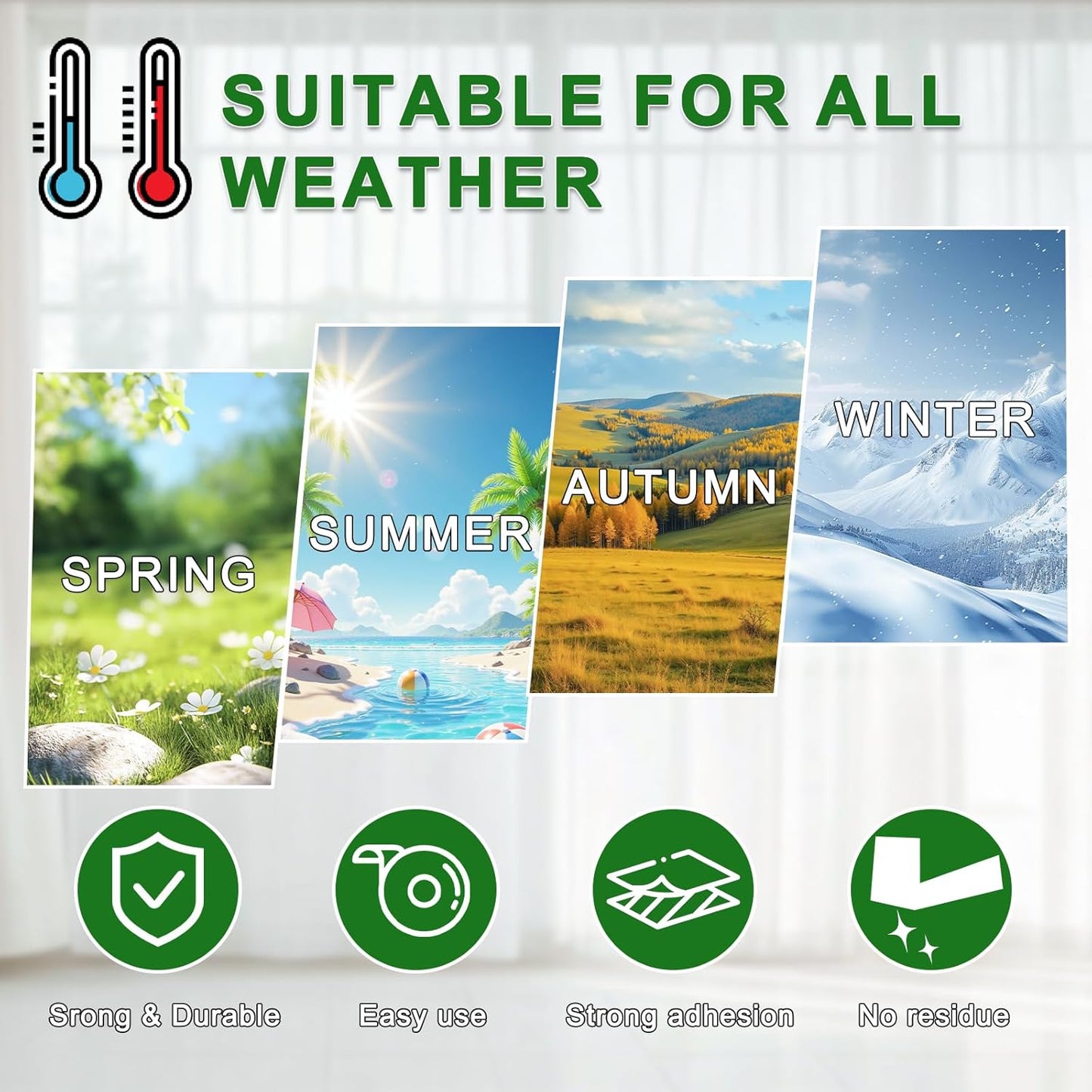 Transparent Window Weather Sealing Tape 2 Inch x 35 Yards Weather Stripping Residue Free Clear Window Draft Isolation Sealing Film Tape for Doors Windows and Shower Glass Gaps