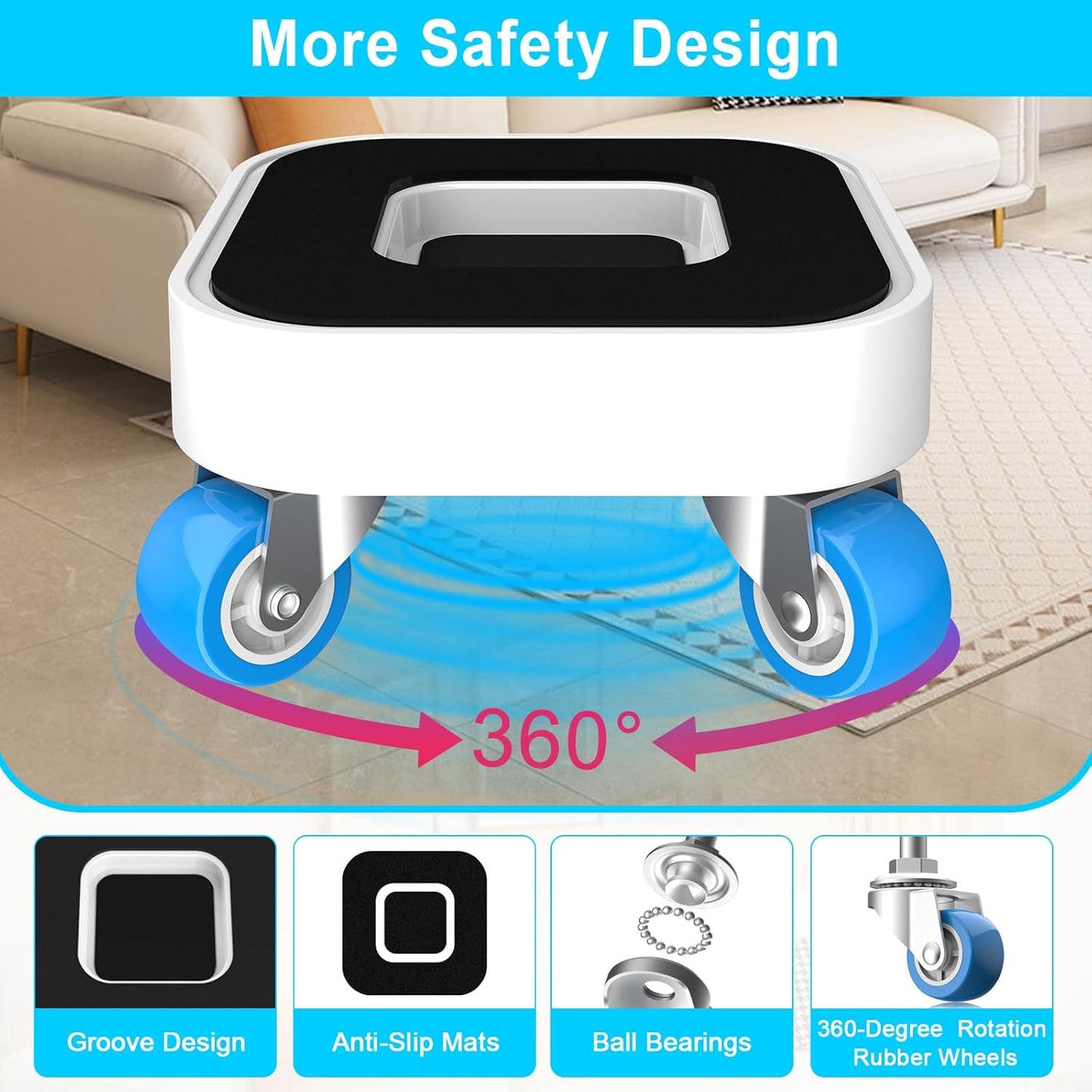 New Upgrade Furniture Movers with Wheels, Furniture Sliders with 360° Rotatable 1.25in Wheels, Furniture Dolly for Moving Heavy Sofa, Bed, Load Capacity Up to 900lb