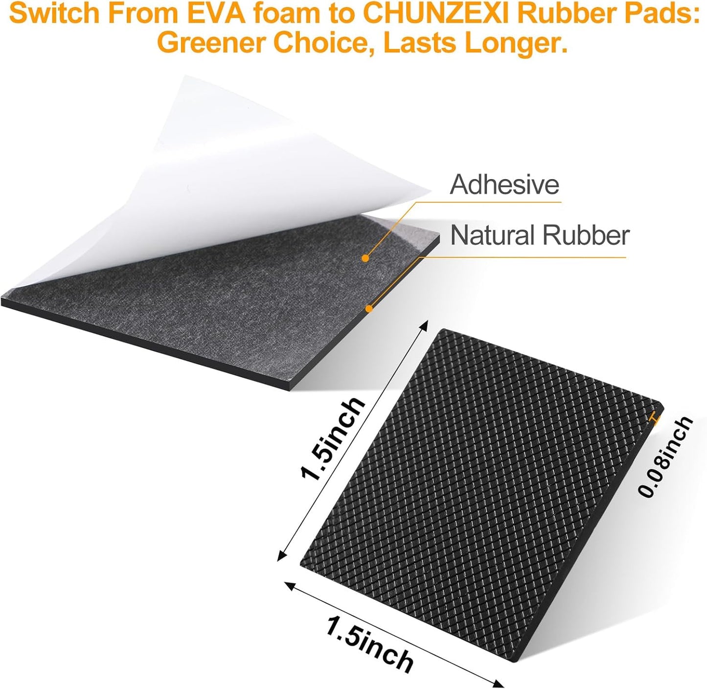 CHUNZEXI Non Slip Furniture Pads - 32 Premium Furniture Grippers Self Adhesive Rubber Furniture Feet, Anti Slide Furniture Hardwood Floor Protector for Keep Couch Stoppers (1.5 inch Square)