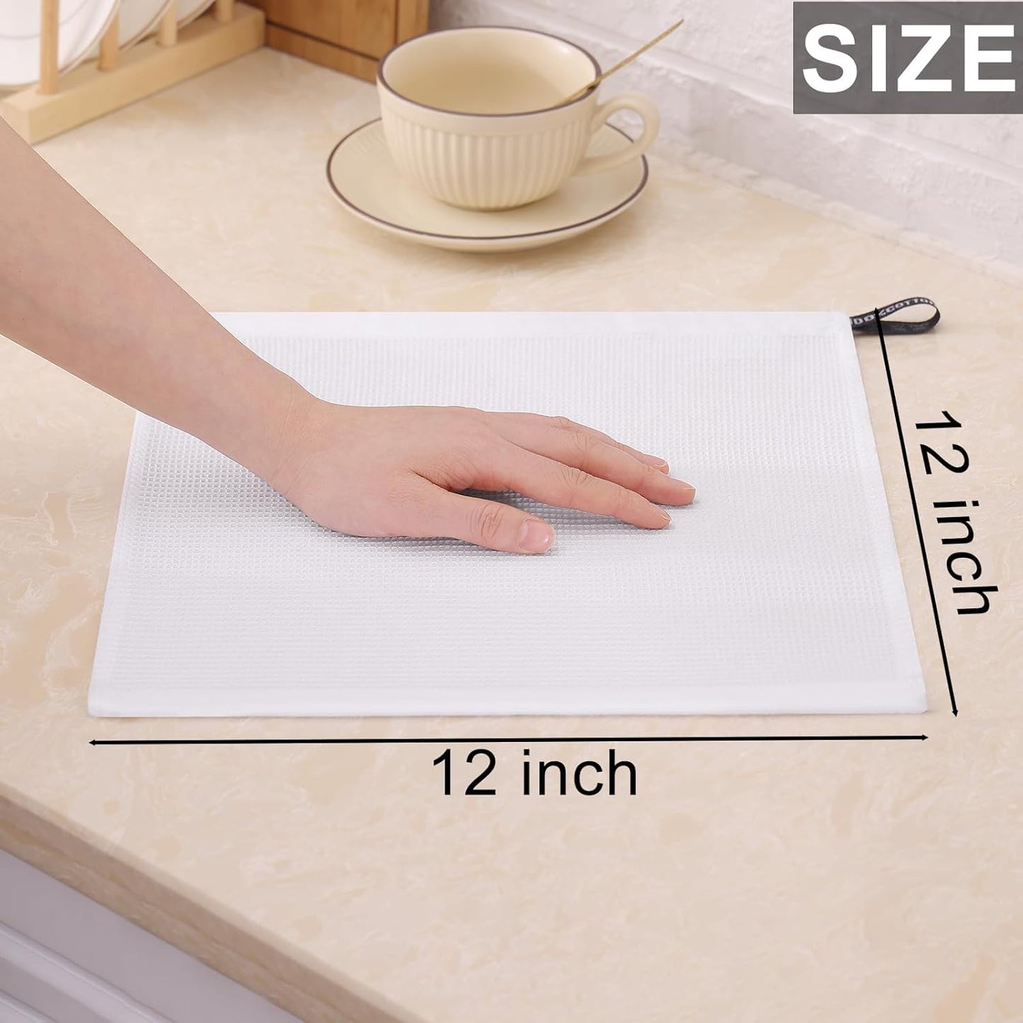 Homaxy 100% Cotton Waffle Weave Dish Cloths - 8 Pack Soft and Absorbent Dish Towels - 12 x 12 Inches Quick Dry Dish Rags - White