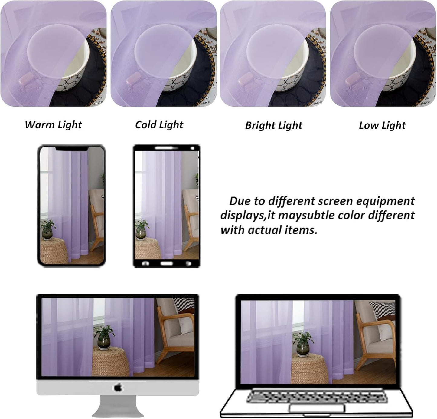 Chyhomenyc Lilac Sheer Curtains 78 Inches Long 2 Panels Set for Living Room, Light Filtering Voile Lightweight Bedroom Curtains, Rod Pocket Solid Window Treatment Drapes, Each 42W x 78L