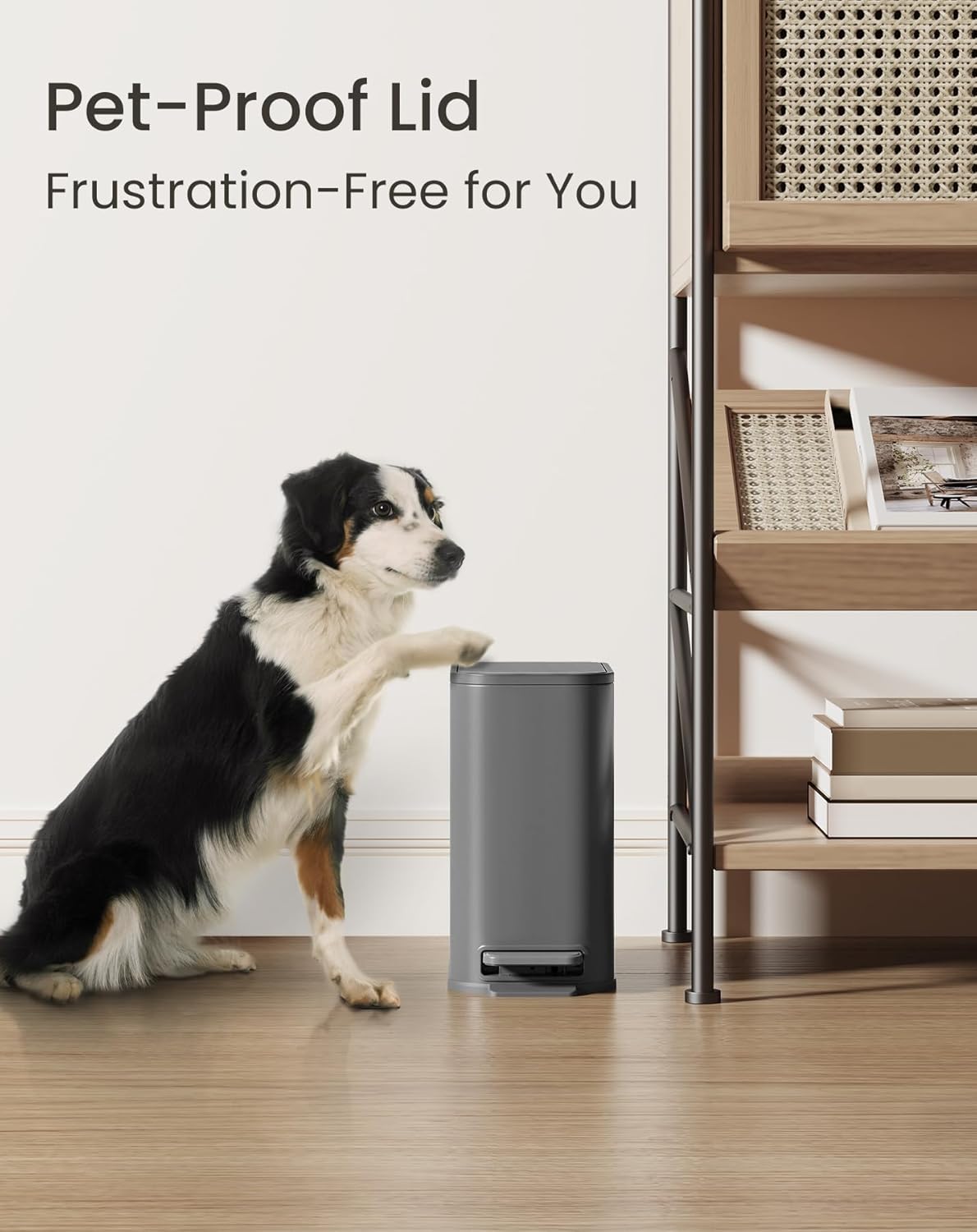 Cesun Small Bathroom Trash Can with Lid Soft Close, Step Pedal, 5 Liter / 1.3 Gallon Stainless Steel Garbage Can with Removable Inner Bucket, Waste Basket for Bathroom, Bedroom (Gray)