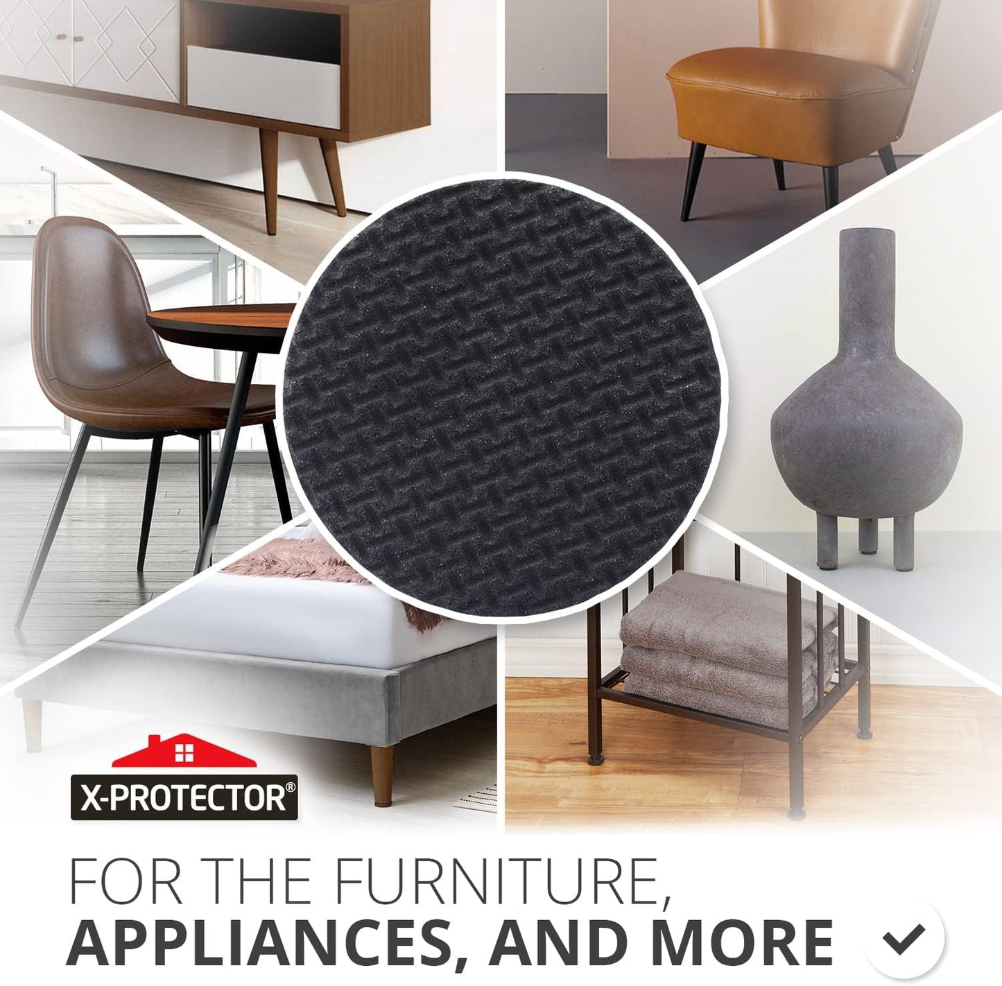 Non Slip Furniture Pads 16 pcs 1" X-Protector - Premium Furniture Grippers! Self-Adhesive Rubber Feet Furniture Feet - Ideal Non Skid Furniture Pad Floor Protectors - Keep Furniture in Place!