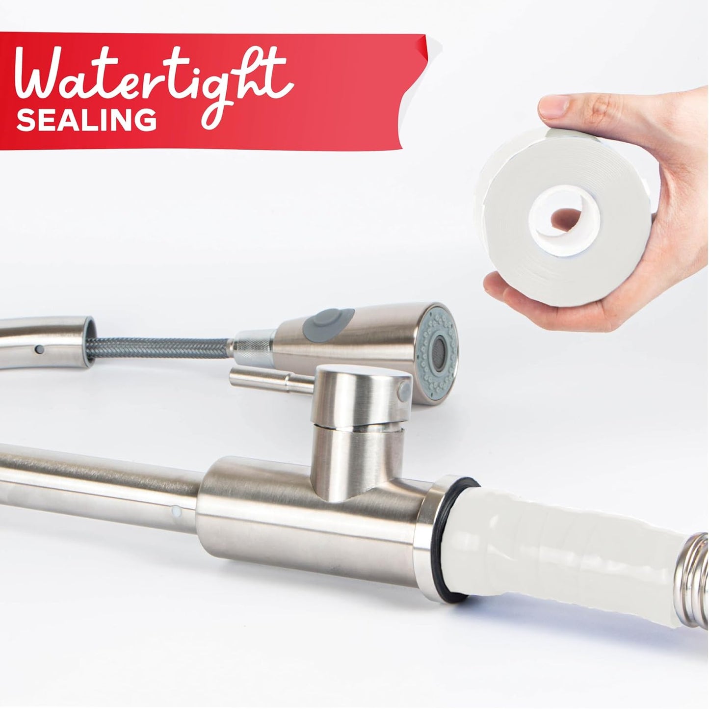 XFasten Self-fusing Silicone Tape Pro, White, 1.5-Inch x 15-Feet, 30mils Heavy-Duty Plumbing Tape for Leaks, Radiator Hose, Drain Pipes, Electrical Cords, and Garden Hose, High Pressure Resistant