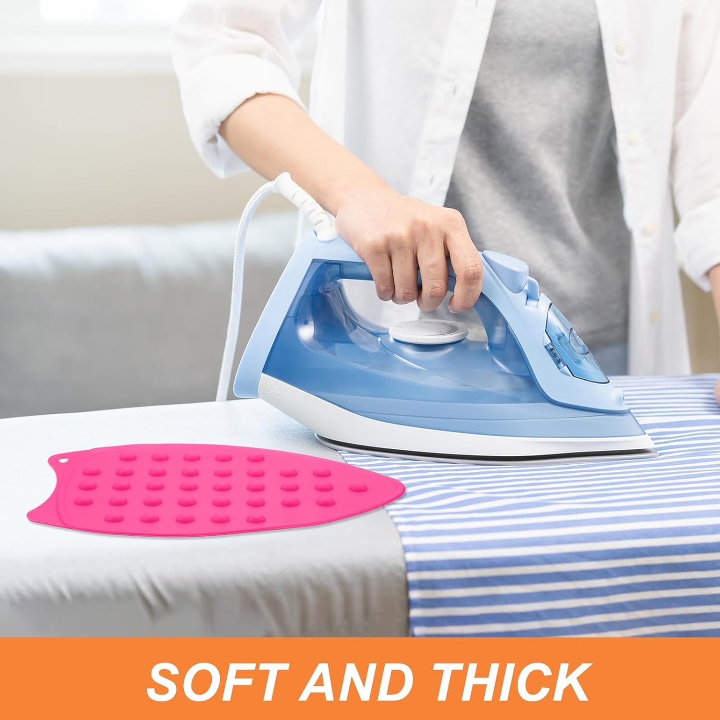 PATIKIL Silicone Iron Rest Pad, Multipurpose Hot Heat Resistant Iron Rest Plate Protective Pad for Ironing Board Hot Resistant Steamer Steam Compact Mat, Rose Red