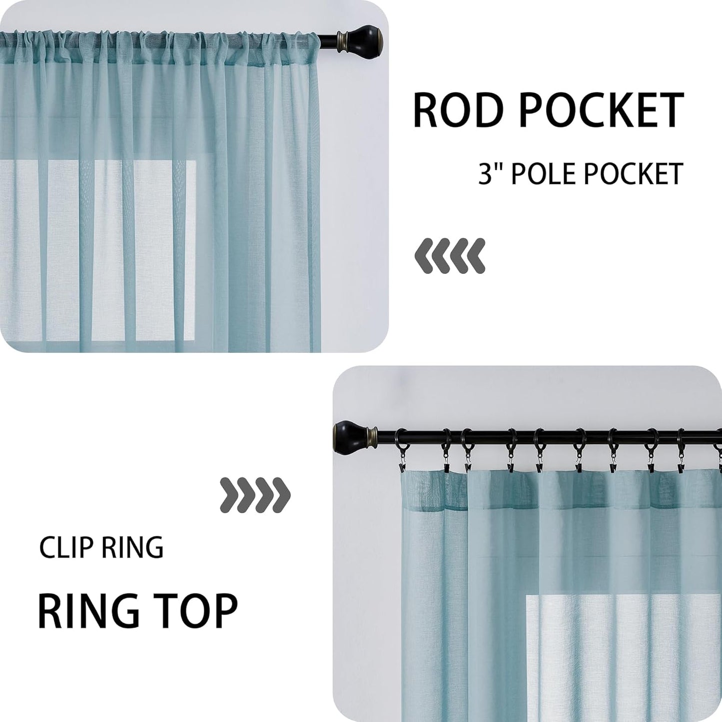Tollpiz Small Sheer Door Curtain Closet Linen Textured Curtain Sheers Doorway Light Filtering Voile French Door Rod Pocket Curtains Patio Door, 25 x 40 inches Long, Dusty Blue, Set of 1 Panel