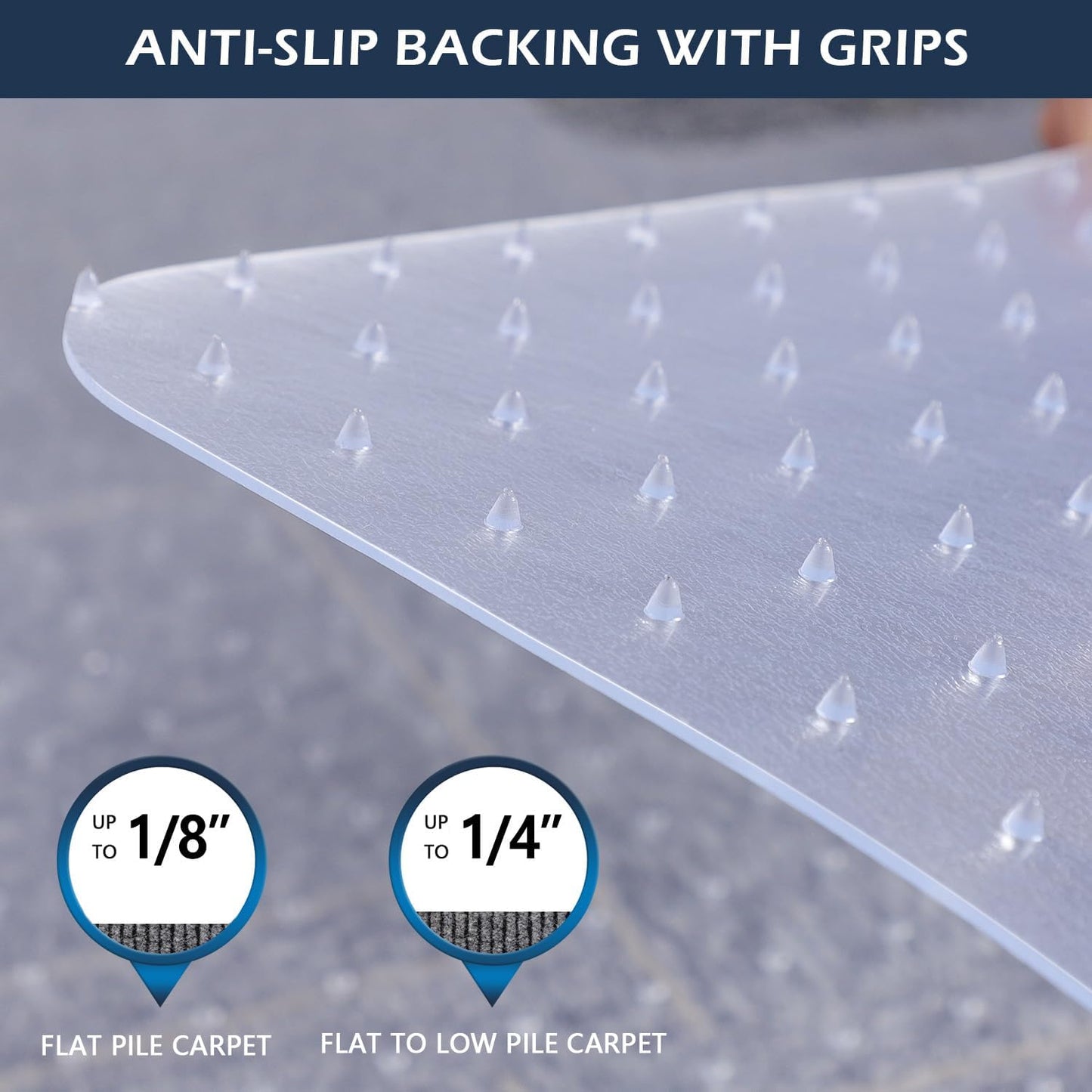 SALLOUS Chair Mat for Carpet, 36" x 48" Office Heavy Duty Chair Mat with Lip, Gaming Chair Mat for Carpeted Floors, Floor Protector Computer Desk Mat for Home Office (Clear, Extended Lip)