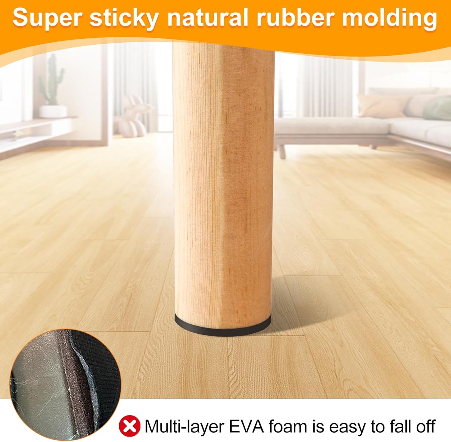 CHUNZEXI Non Slip Furniture Pads - 16 Premium Furniture Grippers Self Adhesive Rubber Furniture Feet, Anti Slide Furniture Hardwood Floor Protector for Keep Couch Stoppers (2 inch Round)