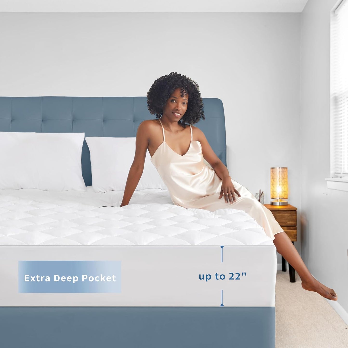 Sunflower Twin XL Mattress Pad Cover, Cotton Mattress Cover College Dorm Hypoallergenic, Extra Deep Pocket 18"-22" Quilted Mattress Protector Twinxl Size Thin Version, Soft Breathable and Noiseless