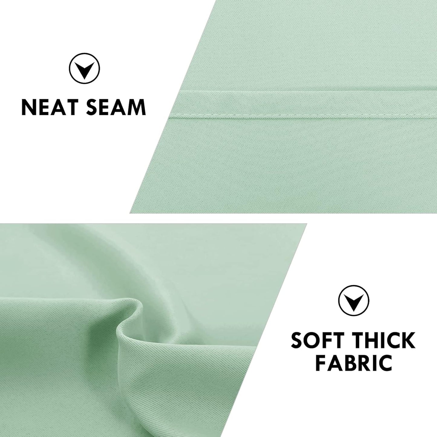 DWCN Blackout Curtains Room Darkening Thermal Insulated Bedroom Curtains Window Curtain Panels, 42 x 45 inches Long, Set of 2 Light Green Rod Pocket Drapes