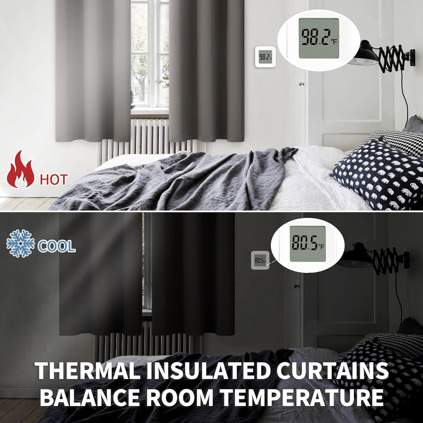 BGment Grey Blackout Curtains 36 Inches Length for Kitchen Cafe Window - Short Thermal Insulated Drapes with Rod Pocket Room Darkening for Bedroom Bathroom, 2 Panels, 42 x 36 Inch