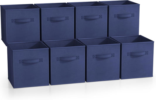 Sorbus Fabric Storage Cubes - 8 Foldable Storage Bins for Organizing Pantry, Cubbies, Toy Box - Clothes Storage & Closet Organizer - 11 Inch Collapsible Cube Baskets for Shelves with Handle