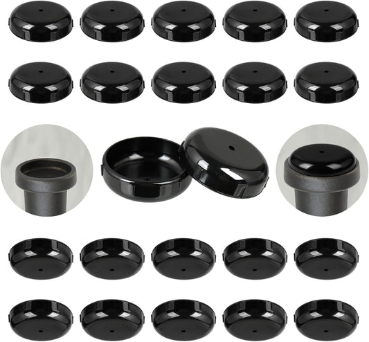 Wrought Iron Patio Furniture Feet Caps - Furnigear 1-1/2" Round Plastic Outdoor Chair Leg Caps, Floor Protectors for Metal Chairs & Tables, Patio Furniture Replacement Rubber Feet (24 Pack, Black)