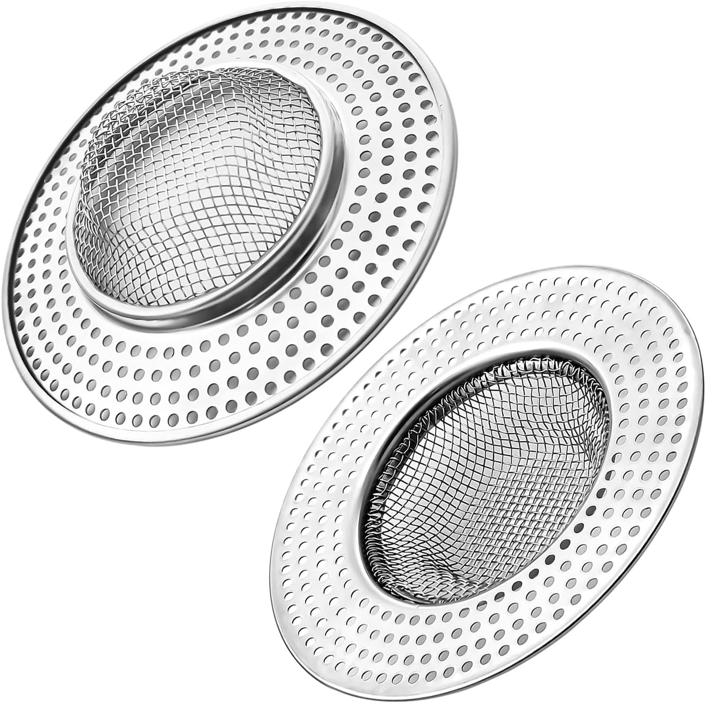 2pcs Heavy Duty Stainless Steel Slop Basket Filter Trap,3.54" Top / 1.65" Mesh Metal Sink Strainer,Perfect for Kitchen Sink/Bathroom Bathtub Wash Basin Floor Drain Balcony Drain Hole,Utility