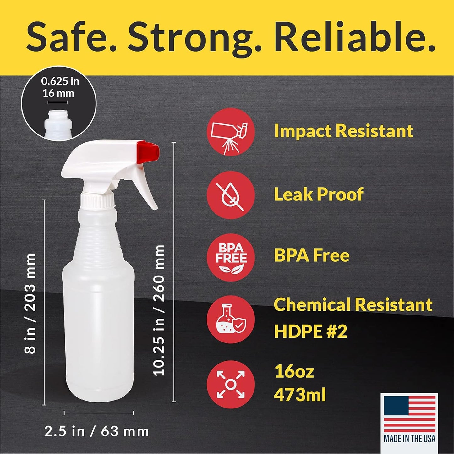 Pinnacle Mercantile Plastic Spray Bottles Leak Proof Technology Empty 16 oz Value Pack of 152 Made In USA