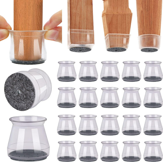 BUMACO Chair Leg Floor Protectors Chair Leg Protectors for Hardwood Floors Silicone Pads Covers to Protect Floors Clear-20 Pcs Universal S (15/16" to 1-5/16")