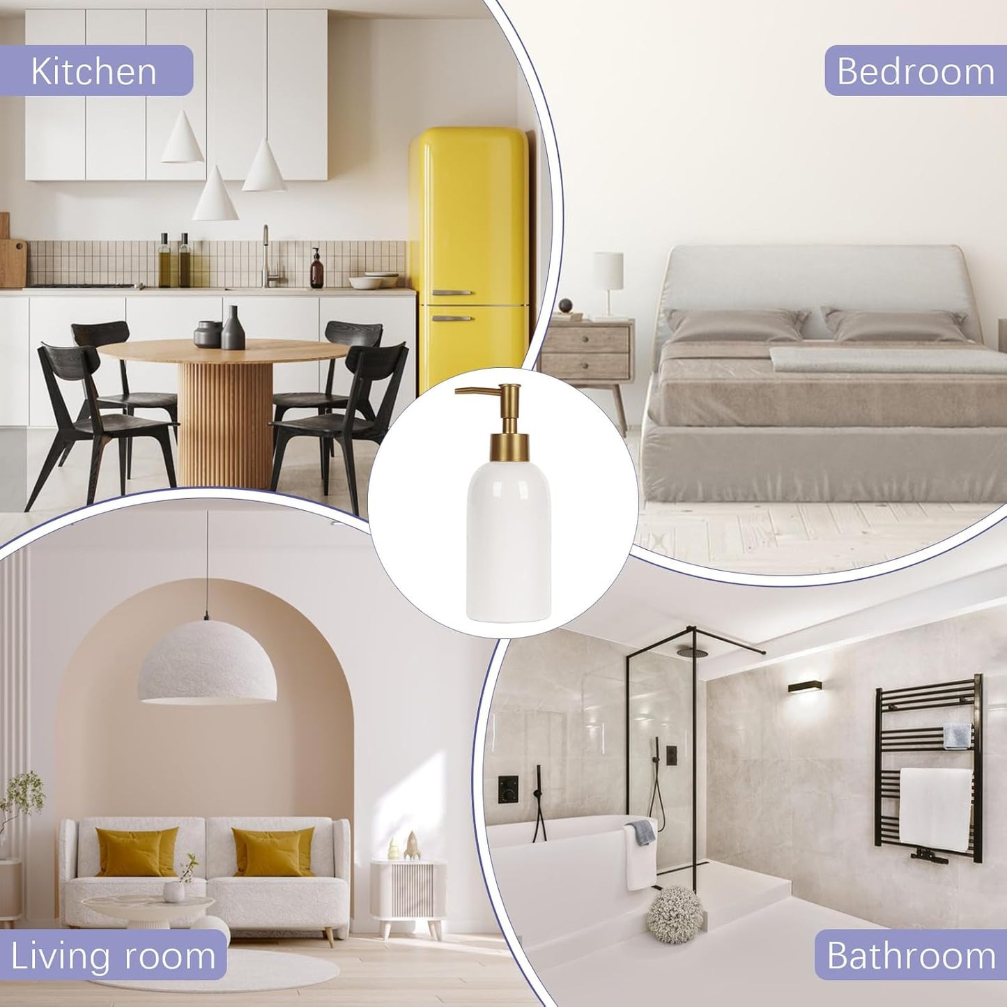 Natheeph 14OZ Ceramic Soap Dispenser Ceramic Soap Pump Dispenser Can Fill Liquid for Bathroom/Kitchen (White)