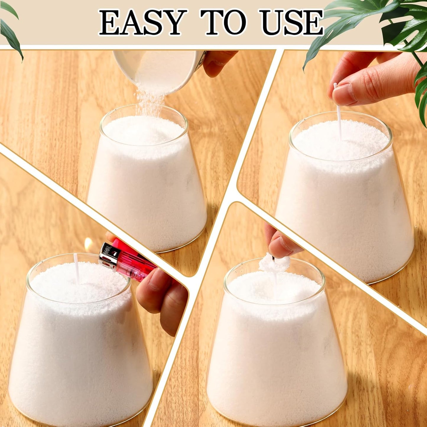 MTLEE Candle Sand 3.3 lb DIY Pearled Candle Making Kit Included 20 Pcs Wicks and Refillable Beaded Wax Sand Beaded Wax Gift with Wicks Self Extinguish for Home Wedding Party Women(White)