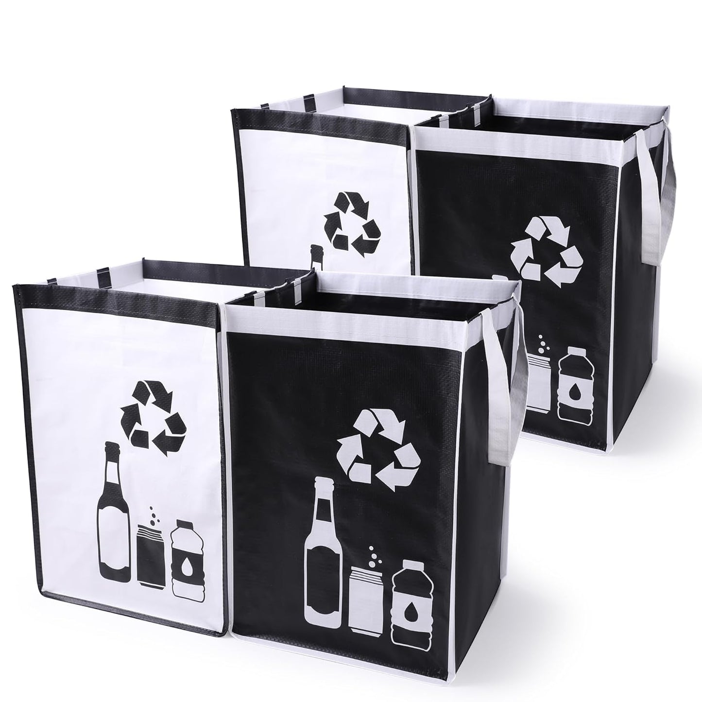 Recycle Waste Bag for Kitchen Home- Indoor Recycling Bins Trash Sorting Organizer, Reusable and Waterproof, 4 Pack