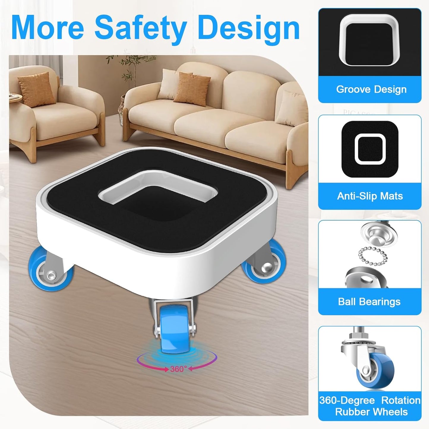 New Upgrade Furniture Sliders, Furniture Movers with Wheels, Furniture Dolly with 360° Rotatable Wheels, Appliance Roller for Moving Heavy Sofa Load Capacity Up to 750lb