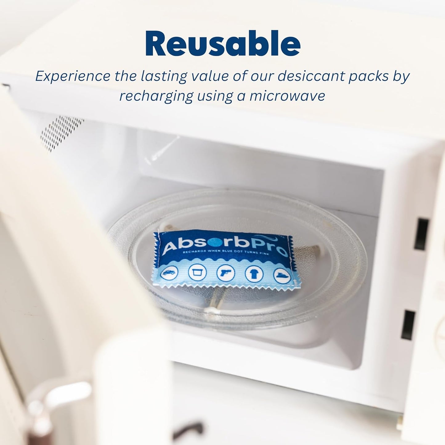 Rechargeable Dehumidifier Bag 5-Pack - 100g Reusable Moisture Absorbers - Silica Gel Packets for Bins, Totes, Gun Safe, Food Storage, Clothes, Cars, and Boats