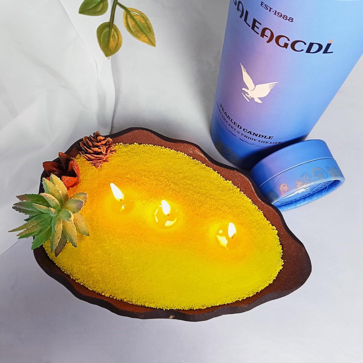 Lemon Scented Yellow Pearled Candle 18oz Luxury Sand Candle Granulated Wax - 30 Cotton Wicks - Wax for Candle Making Decorative Candles Smooth and Clean Burning Lasts up to 120 Hours