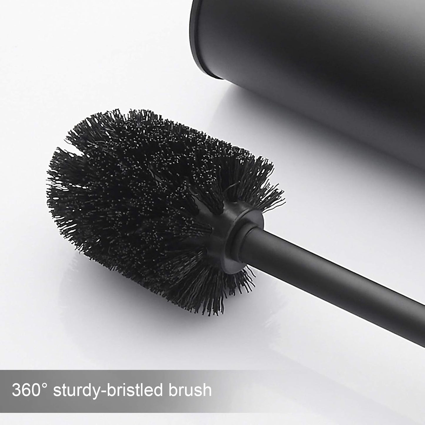 BGL Stainless Steel Toilet Brush with Holder, 2 Black Bristle Heads