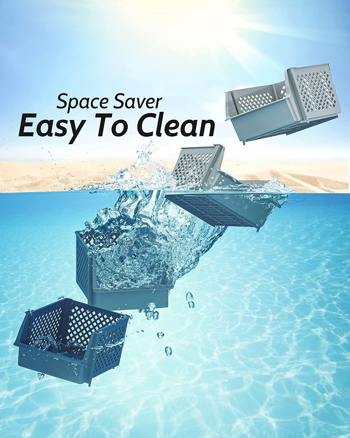 Skywin Plastic Stackable Storage Bins for Pantry - Stackable Bins for Organizing Food, Kitchen, and Bathroom Essentials (Grey - 50 Pack)