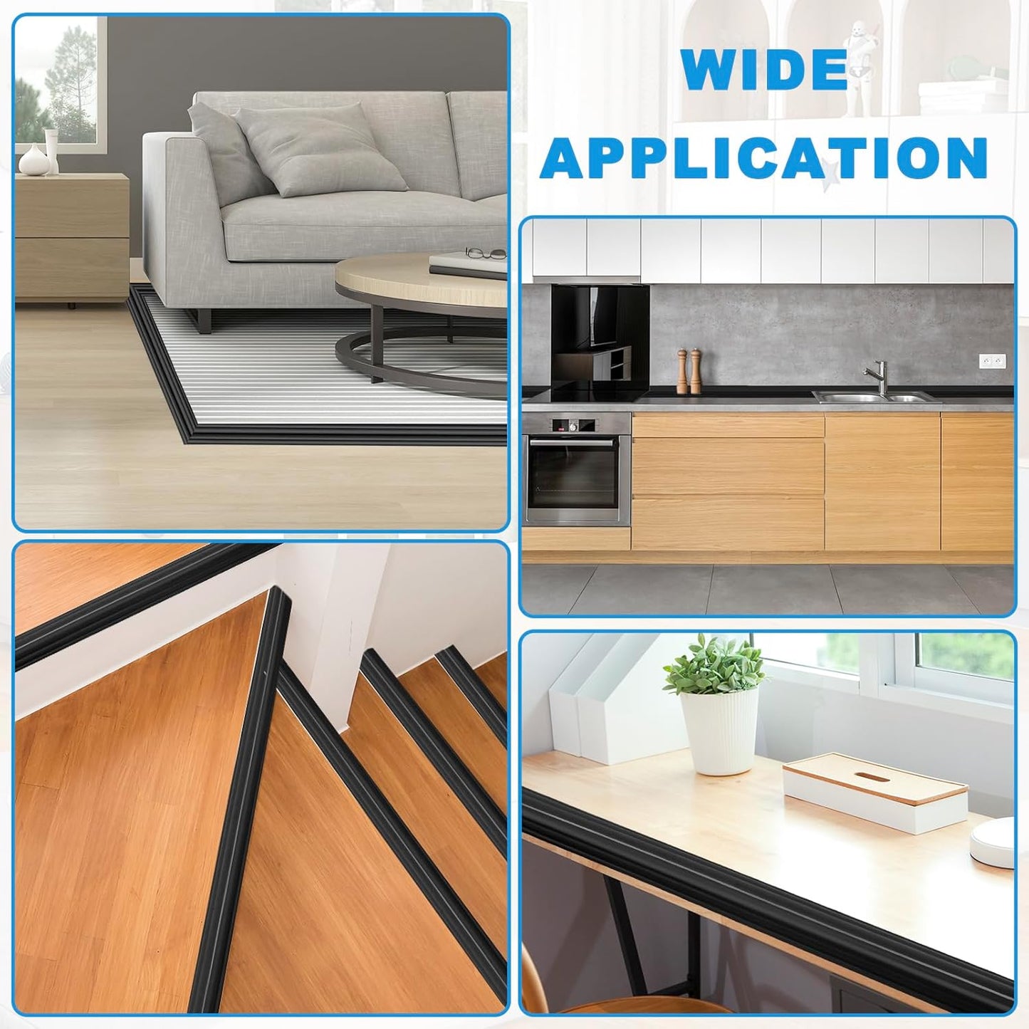 Wall Corner Protector Peel and Stick Corner Trim Molding Flexible Inside & Outside Wall Edge Guard Self Adhesive Moulding Trim for Edge Use, Black, 1.6” W x 20’ L