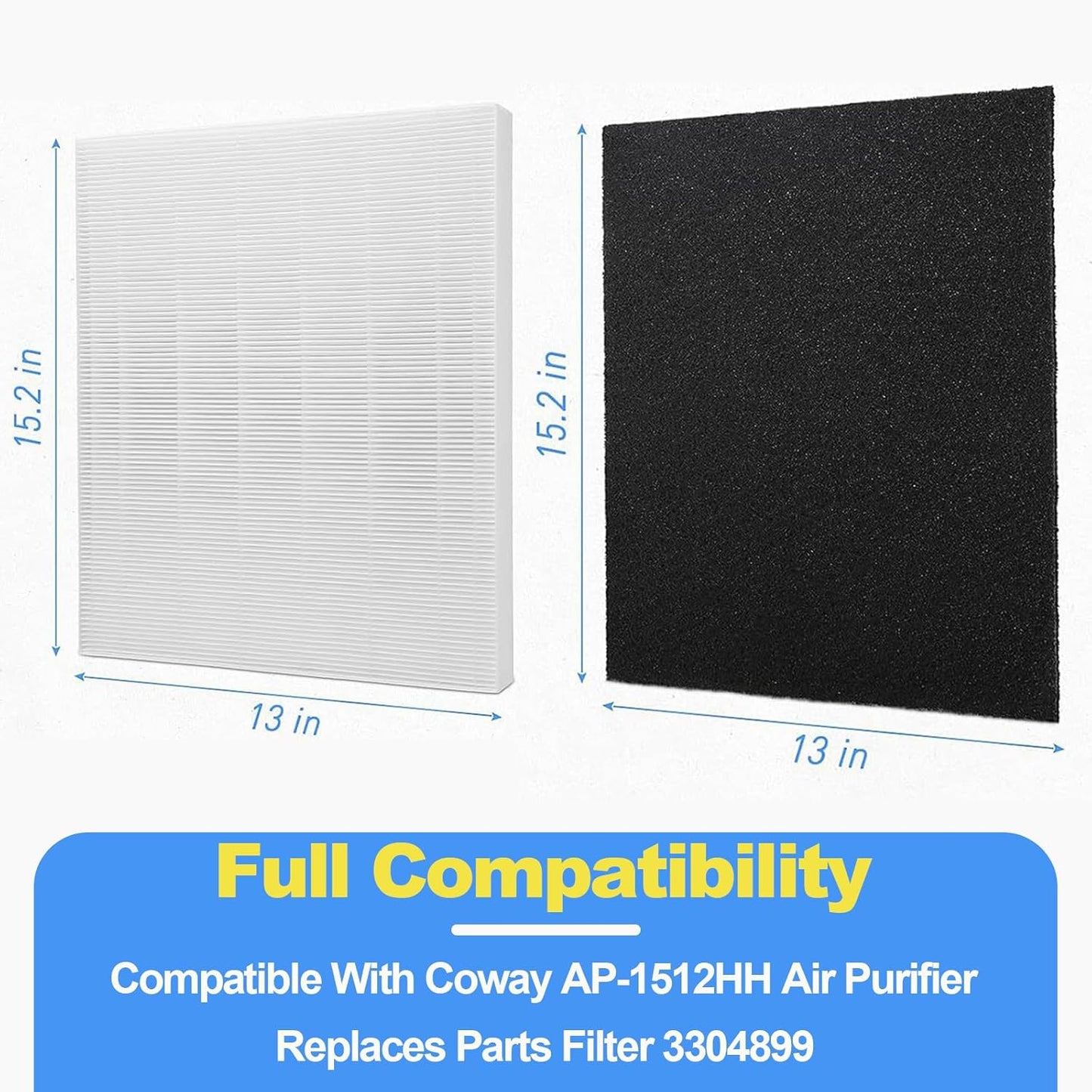 AP-1512HH Air Purifier Replacement Filter Set Compatible with Coway Airmega AP-1512HH,AP-1518 and Airmega 200M Air Purifier, 1 True HEPA and 2 Carbon Pre-Filters, Compared to Part # 3304899