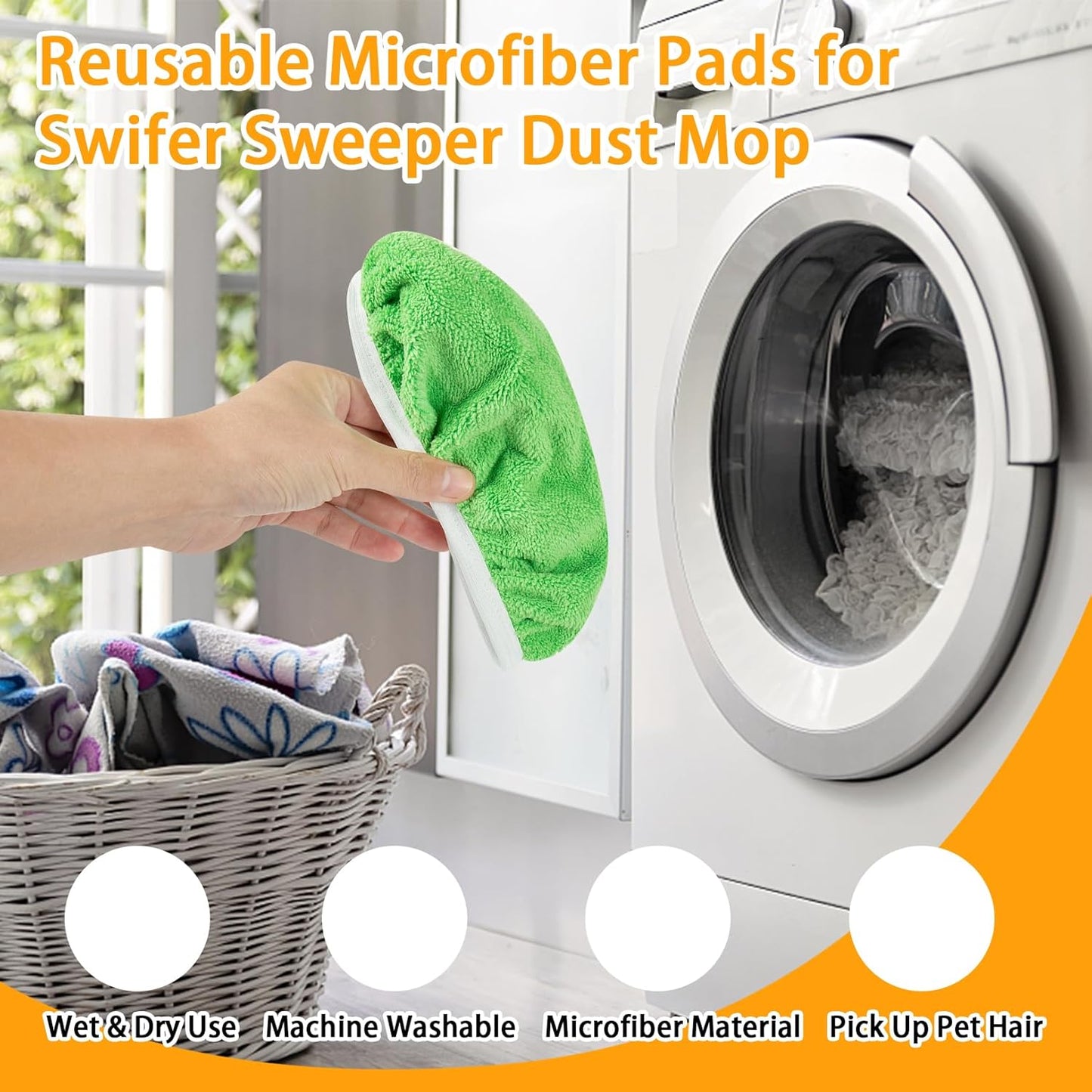 Reusable Dry Sweeping Cloths Microfiber Wet Mop Pads Compatible with Swiffer Sweeper Mop Replacement Sweeping Mopping pad Refills for Hardwood Surface Floor Cleaning (32)