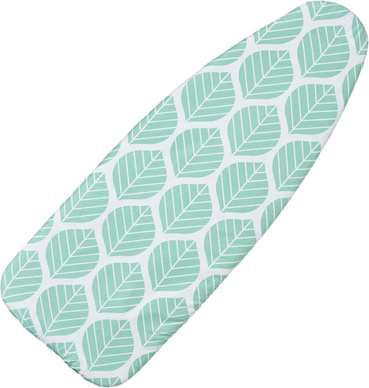 Wide Ironing Board Cover and Pad 18 x 49 inch Heat Reflective with Hook and Loop Fasteners, Thick Padding with Elasticized Edges, 3 Layers Iron Board Cover (Green Leaf)