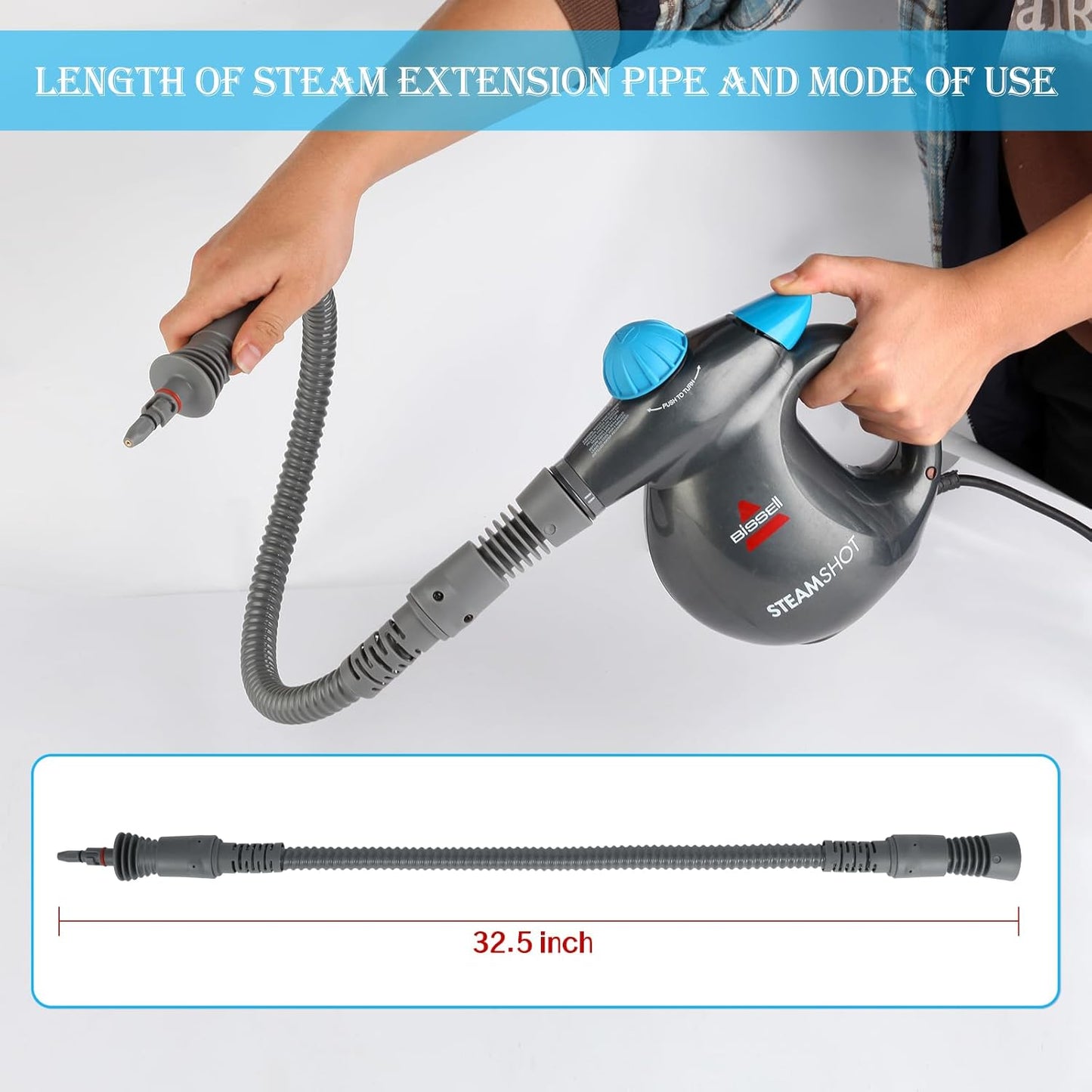 39N7A 32.8in Steam Extension Hose Replacement Parts Compatible with Bissell SteamShot Hard Surface steam Cleaner 39N7A 39N7V 39N7H 39N71 39N72 39N73 39N78 39N7M 39N7N 2994B Cleaning steam Accessories