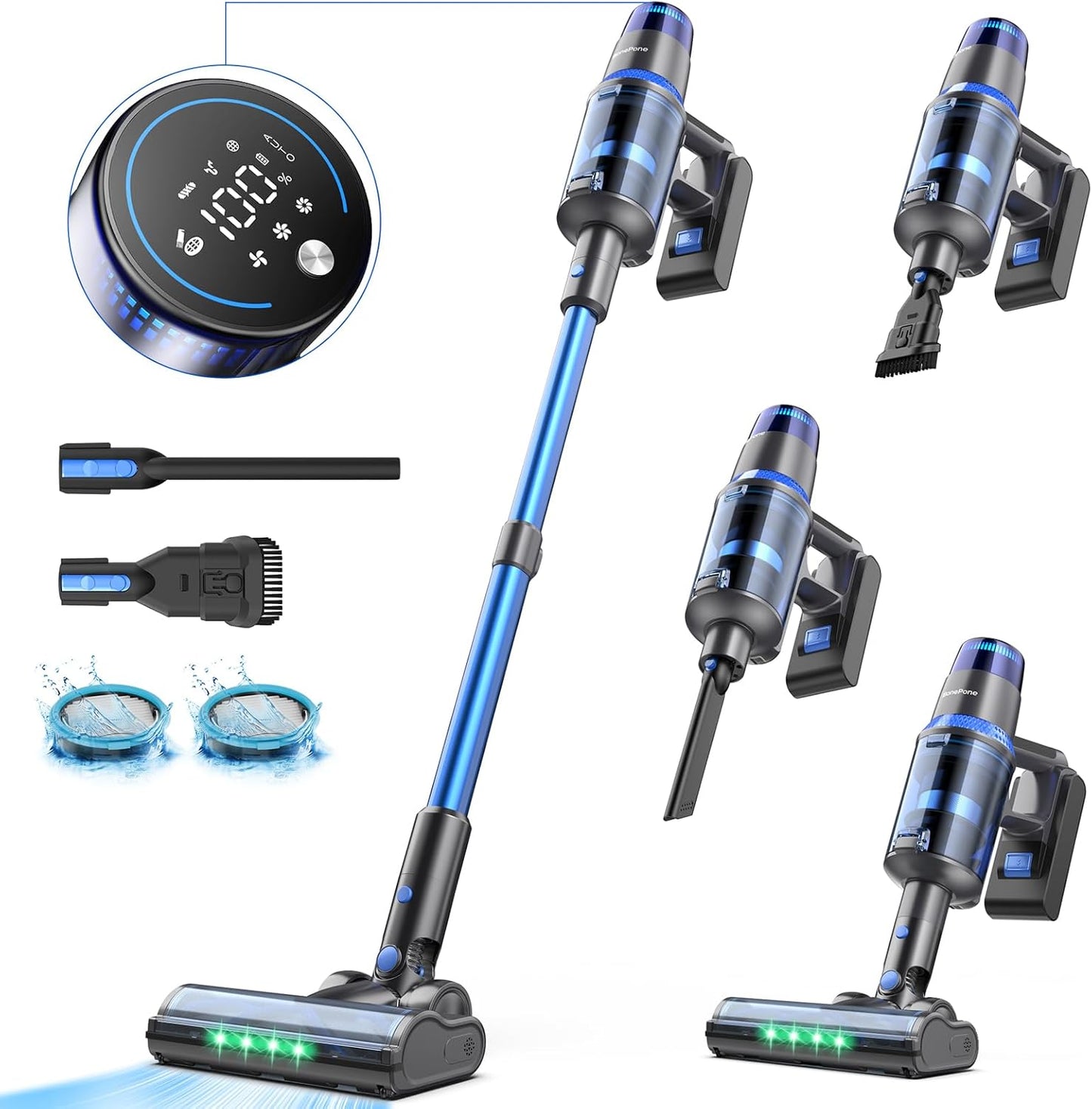 V25 Cordless Vacuum Cleaner, 680W 60Kpa Powerful Stick Vacuum with Dust Sensor, Digital Display, 4000mAh Rechargeable Battery up to 60Mins, Versatile for Pet Hair, Floor, Carpet