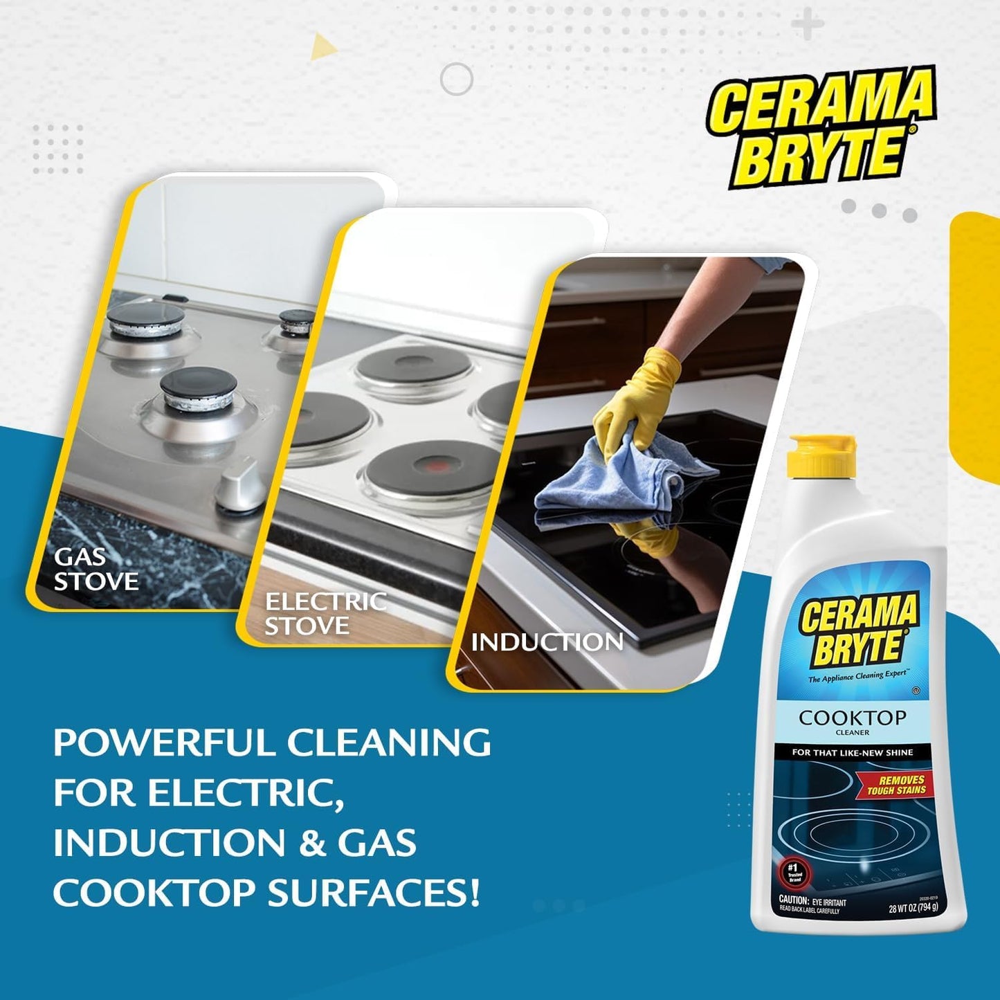 Cerama Bryte Removes Tough Stains Cooktop and Stove Top Cleaner for Glass - Ceramic Surfaces, 18 Ounces, 4 Pack